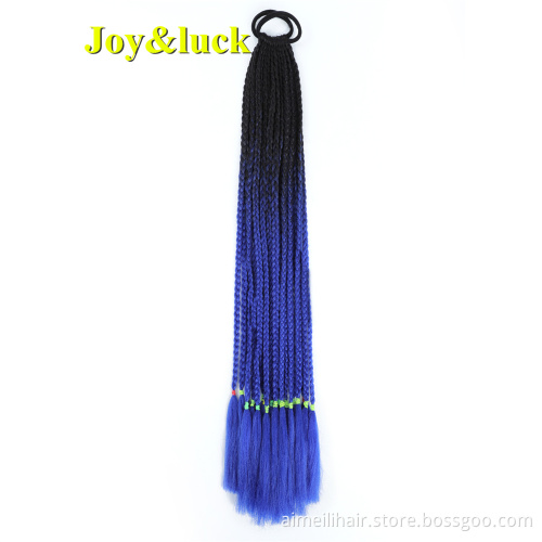 Wholesale Price Braids Wig24Inch12Roots Ombre Color Synthetic Crochet Braided Hair Extensions Rubber Band Two-color Ponytail Wig